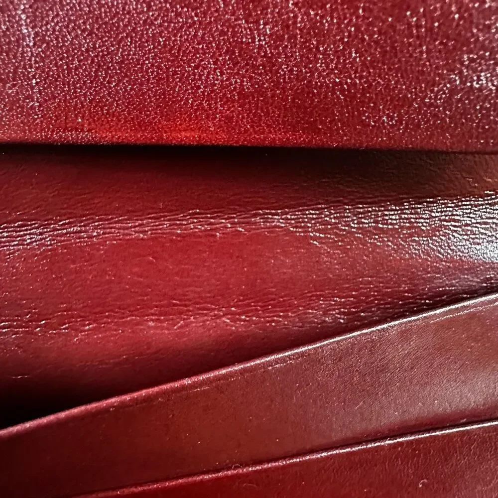 Cartier Vintage Bordeaux Leather‎ Long Bifold Vertical Wallet
